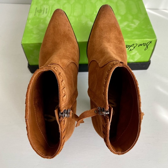 ✨SAM EDELMAN Willice Suede Fringe Heeled Booties Boho - Picture 8 of 12